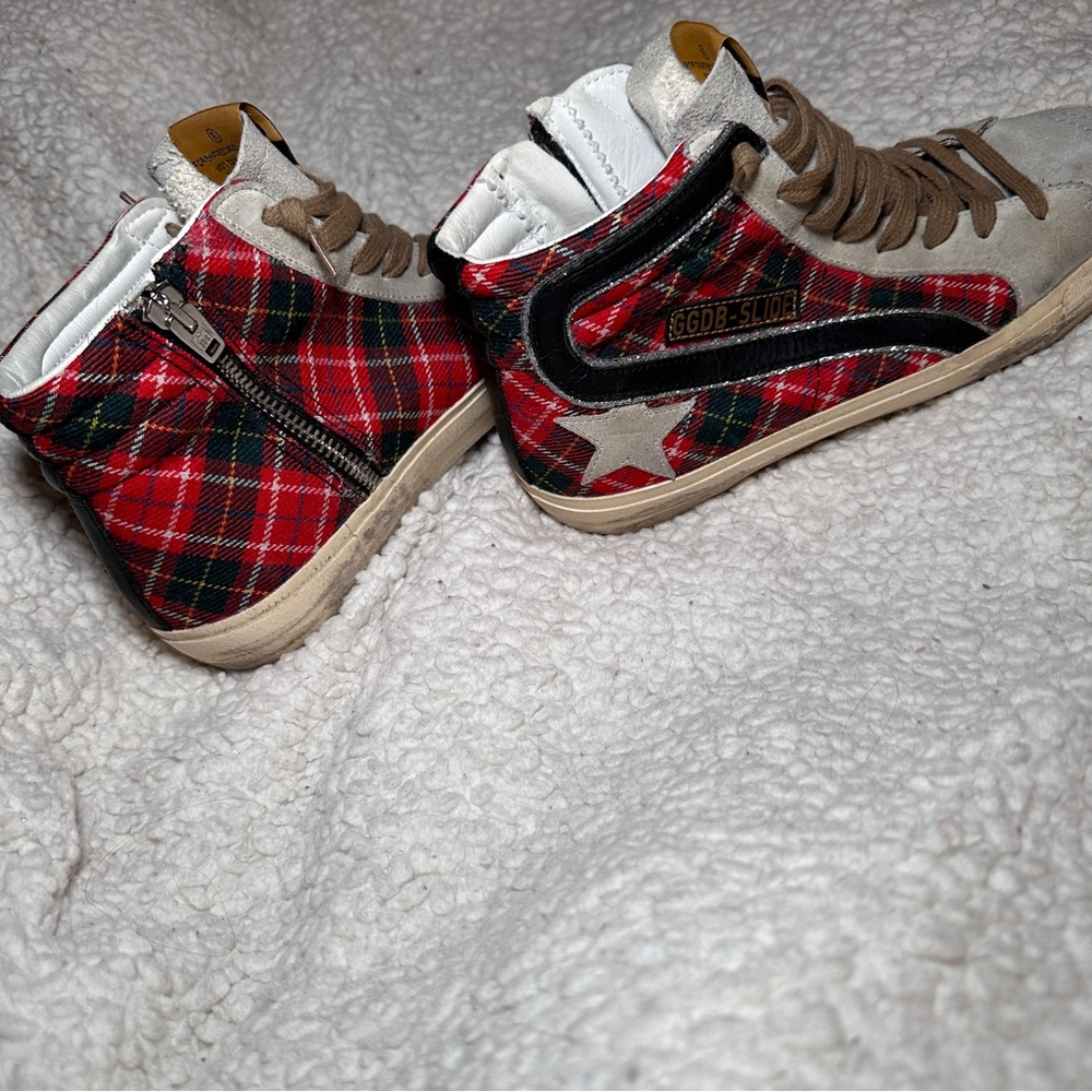 Golden‎ Goose Slide Plaid Tartan High-Top Sz 37 - Picture 10 of 16